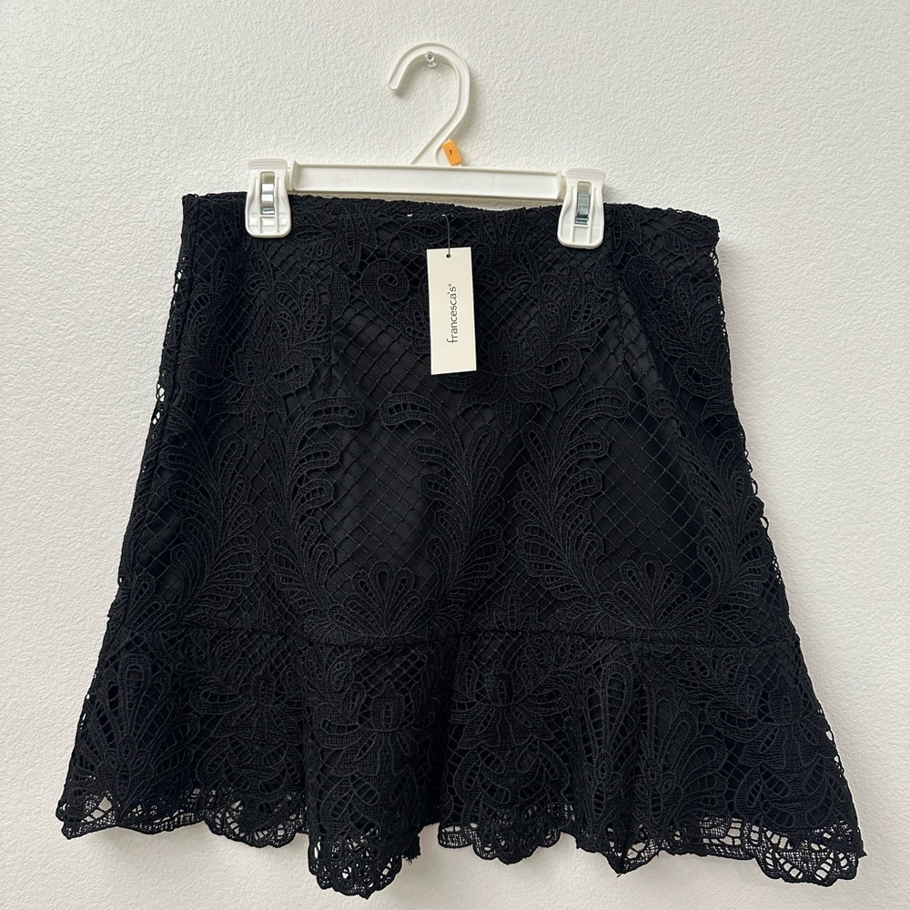 Francesca's Collections Black Lace Skater Skirt